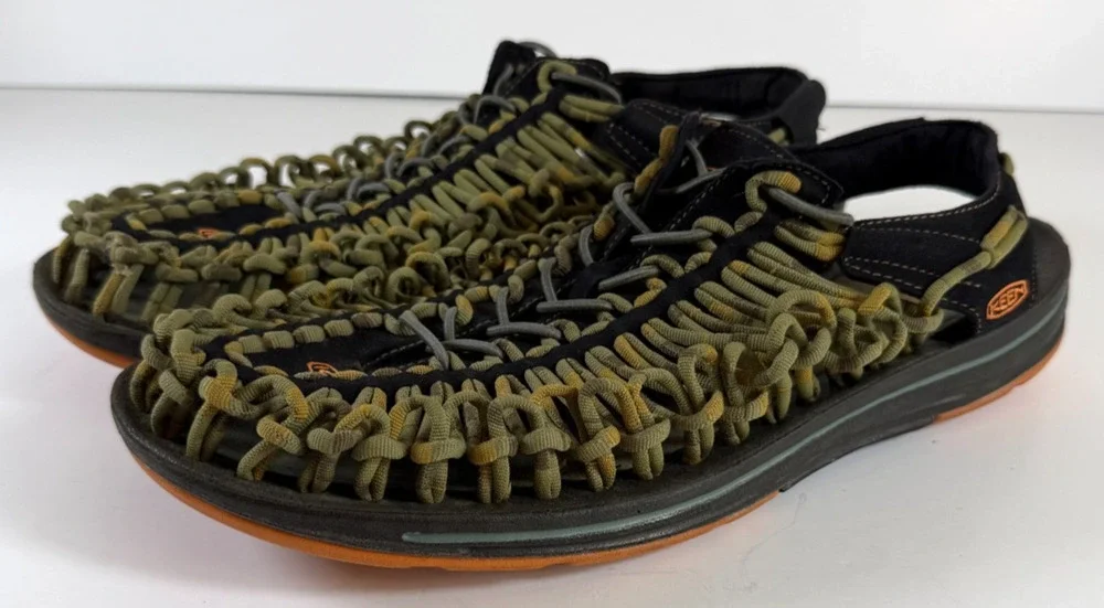 KEEN UNEEK Men's Size 14 1014619 Black Green Two Cord Sandals Outdoor